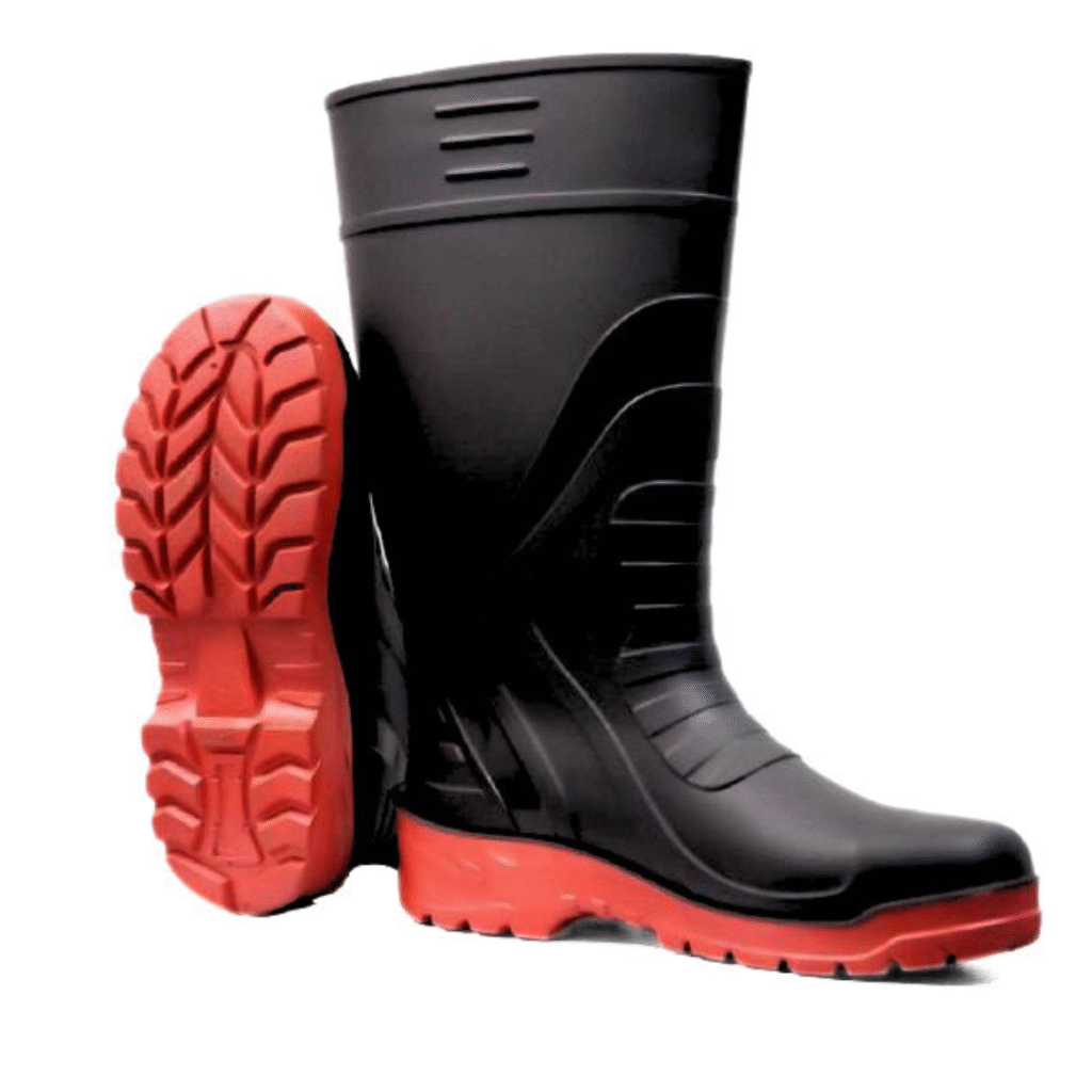 rubber safety gumboots size 10 black red ji se sb10