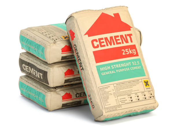cement bags o sacks isolated on white. 3d illustration